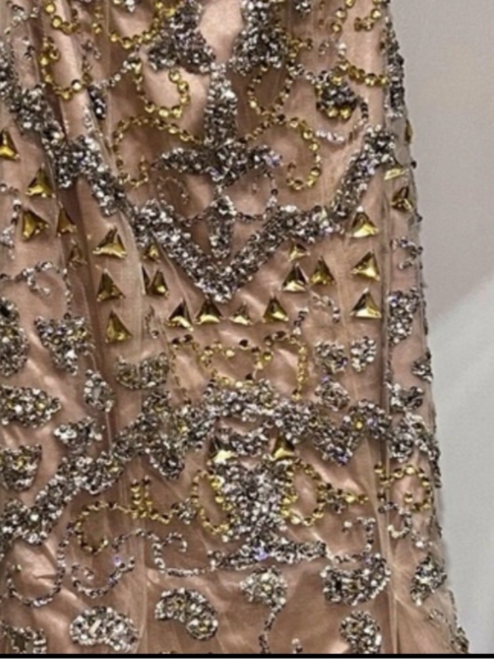 Jovani Blush Pink and Silver Embellished Strapless Mermaid Gown - Picture 4 of 9